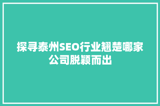 探寻泰州SEO行业翘楚哪家公司脱颖而出 搜狗SEO