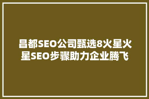 昌都SEO公司甄选8火星火星SEO步骤助力企业腾飞