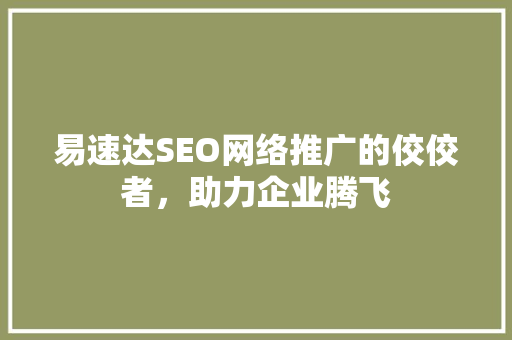 易速达SEO网络推广的佼佼者，助力企业腾飞 网站建设公司