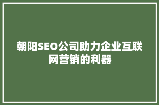 朝阳SEO公司助力企业互联网营销的利器 必应SEO