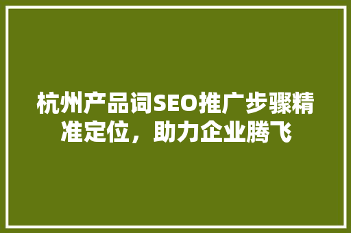 杭州产品词SEO推广步骤精准定位，助力企业腾飞 必应SEO