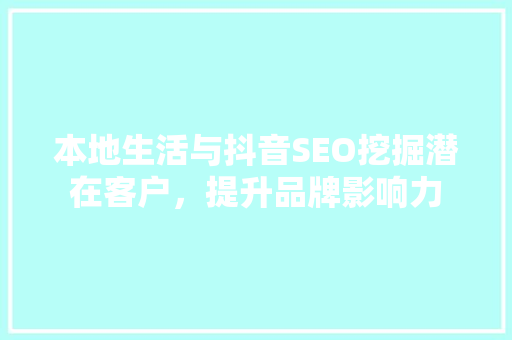 本地生活与抖音SEO挖掘潜在客户，提升品牌影响力 网站建设公司