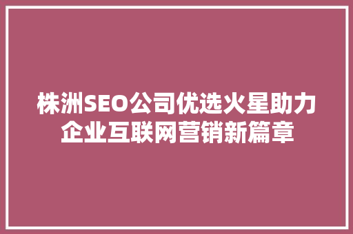 株洲SEO公司优选火星助力企业互联网营销新篇章 神马SEO
