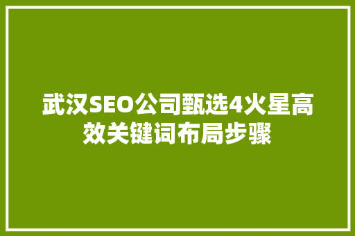 武汉SEO公司甄选4火星高效关键词布局步骤 百度SEO