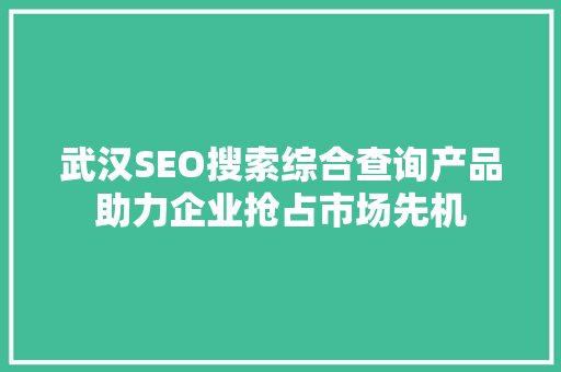 武汉SEO搜索综合查询产品助力企业抢占市场先机 神马SEO