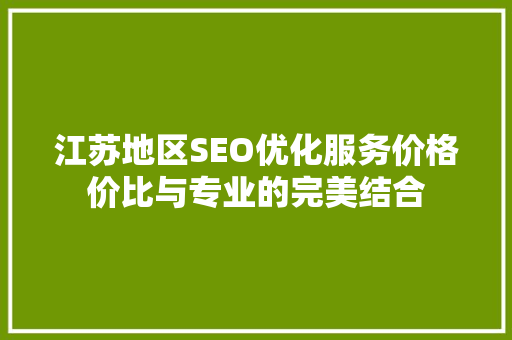 江苏地区SEO优化服务价格价比与专业的完美结合 百度SEO