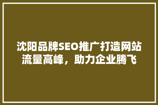 沈阳品牌SEO推广打造网站流量高峰，助力企业腾飞 搜狗SEO