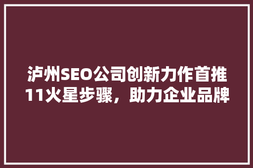 泸州SEO公司创新力作首推11火星步骤，助力企业品牌腾飞 神马SEO