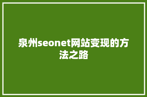 泉州seonet网站变现的方法之路 SEO关键词