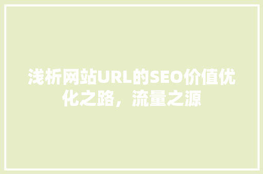 浅析网站URL的SEO价值优化之路，流量之源 神马SEO