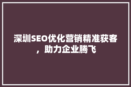 深圳SEO优化营销精准获客，助力企业腾飞 搜狗SEO
