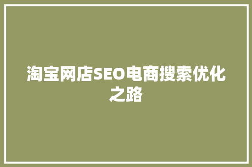 淘宝网店SEO电商搜索优化之路 必应SEO