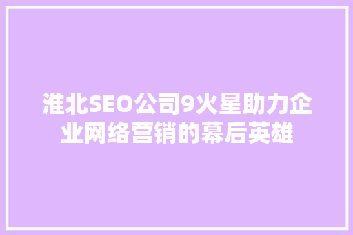 淮北SEO公司9火星助力企业网络营销的幕后英雄