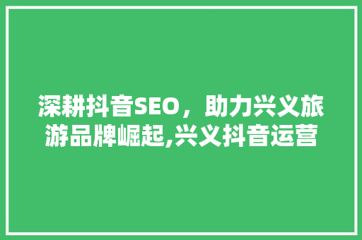 深耕抖音SEO，助力兴义旅游品牌崛起,兴义抖音运营推广之路 网站建设公司