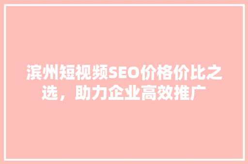 滨州短视频SEO价格价比之选，助力企业高效推广 百度SEO
