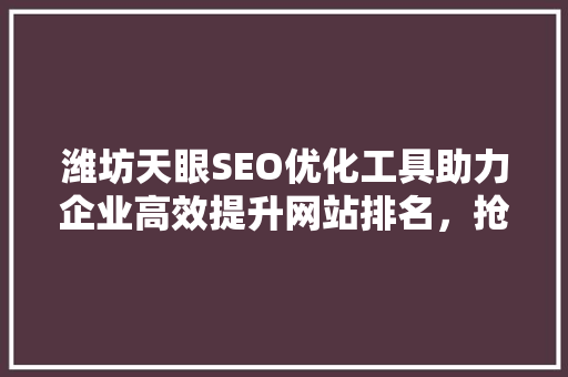 潍坊天眼SEO优化工具助力企业高效提升网站排名，抢占市场先机 必应SEO