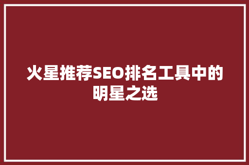 火星推荐SEO排名工具中的明星之选 百度SEO