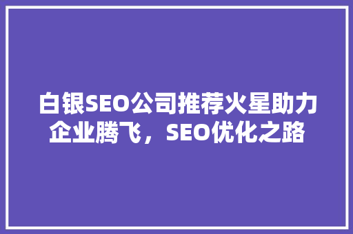 白银SEO公司推荐火星助力企业腾飞，SEO优化之路 神马SEO