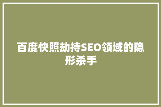 百度快照劫持SEO领域的隐形杀手 百度SEO