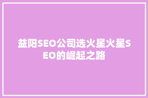 益阳SEO公司选火星火星SEO的崛起之路 百度SEO