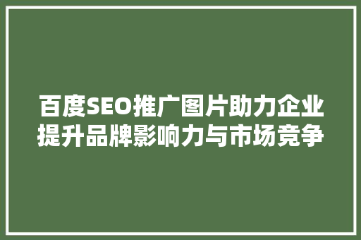 百度SEO推广图片助力企业提升品牌影响力与市场竞争力 网站建设公司