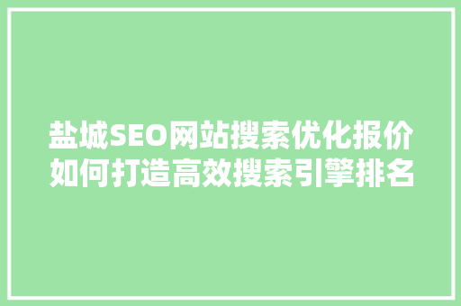 盐城SEO网站搜索优化报价如何打造高效搜索引擎排名步骤 网站建设公司