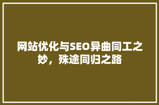 网站优化与SEO异曲同工之妙，殊途同归之路 SEO关键词
