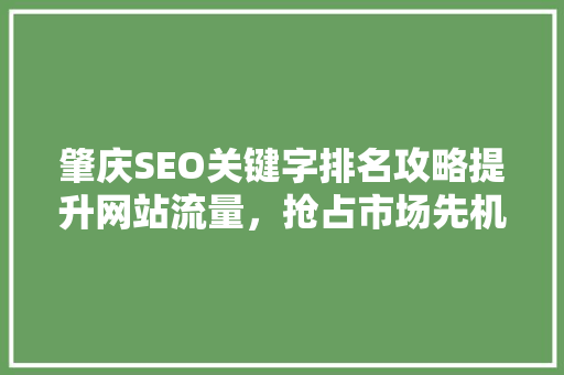 肇庆SEO关键字排名攻略提升网站流量，抢占市场先机 神马SEO