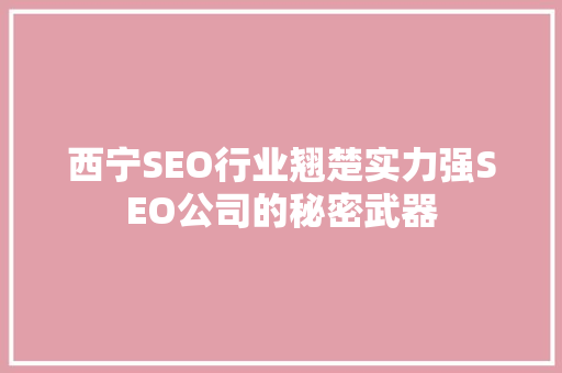 西宁SEO行业翘楚实力强SEO公司的秘密武器 百度SEO