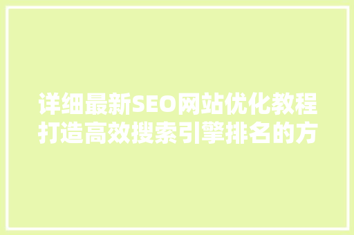 详细最新SEO网站优化教程打造高效搜索引擎排名的方法
