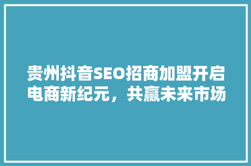 贵州抖音SEO招商加盟开启电商新纪元，共赢未来市场