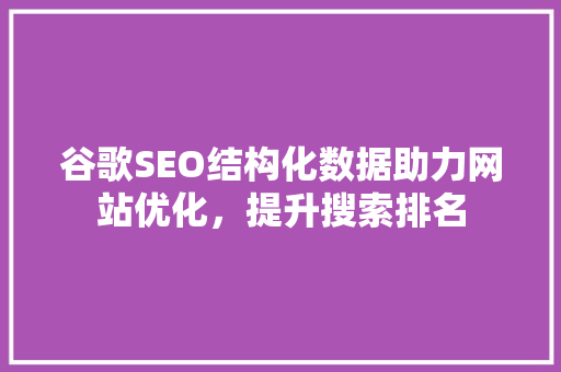 谷歌SEO结构化数据助力网站优化，提升搜索排名 百度SEO