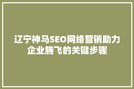 辽宁神马SEO网络营销助力企业腾飞的关键步骤 搜狗SEO
