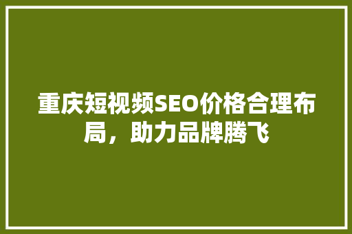重庆短视频SEO价格合理布局，助力品牌腾飞 必应SEO