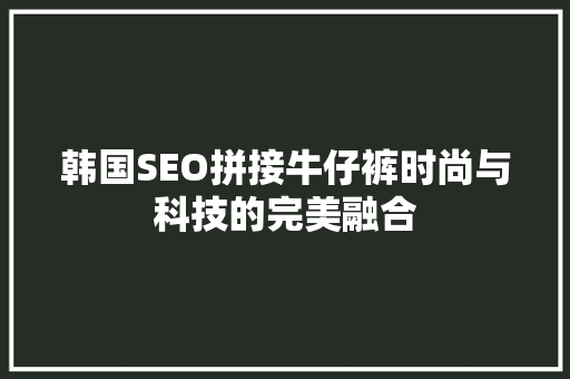 韩国SEO拼接牛仔裤时尚与科技的完美融合 搜狗SEO