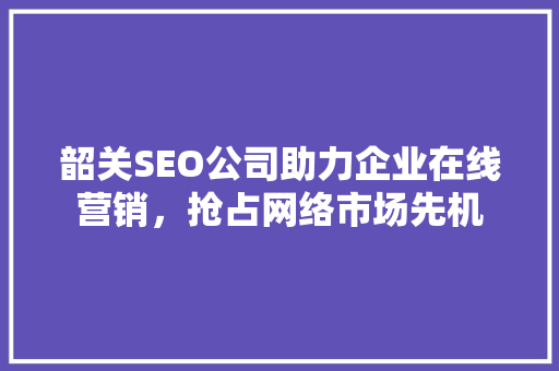 韶关SEO公司助力企业在线营销，抢占网络市场先机