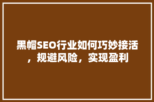 黑帽SEO行业如何巧妙接活，规避风险，实现盈利 SEO关键词