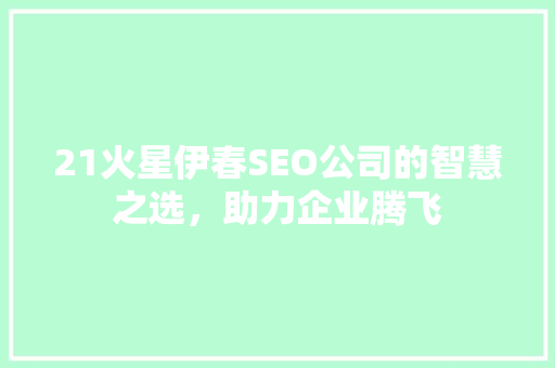 21火星伊春SEO公司的智慧之选，助力企业腾飞 搜狗SEO