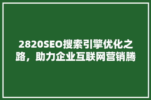 2820SEO搜索引擎优化之路，助力企业互联网营销腾飞 SEO关键词
