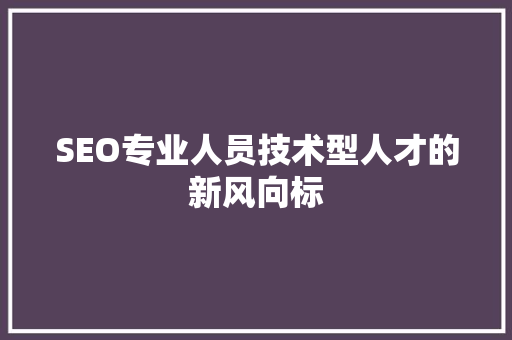 SEO专业人员技术型人才的新风向标 神马SEO