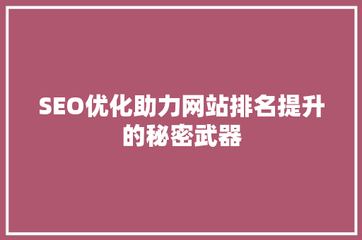 SEO优化助力网站排名提升的秘密武器 SEO关键词