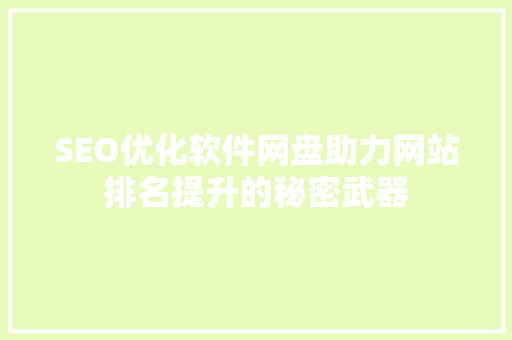 SEO优化软件网盘助力网站排名提升的秘密武器 必应SEO