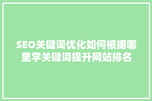 SEO关键词优化如何根据哪里学关键词提升网站排名 SEO关键词