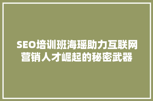 SEO培训班海瑶助力互联网营销人才崛起的秘密武器 神马SEO