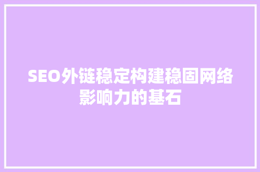 SEO外链稳定构建稳固网络影响力的基石 必应SEO
