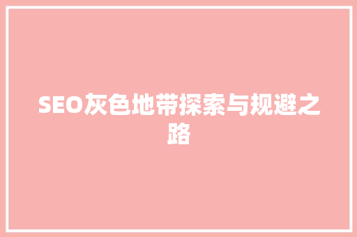SEO灰色地带探索与规避之路 神马SEO