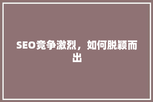 SEO竞争激烈，如何脱颖而出
