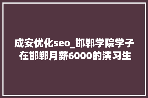 成安优化seo_邯郸学院学子 在邯郸月薪6000的演习生 网站建设公司
