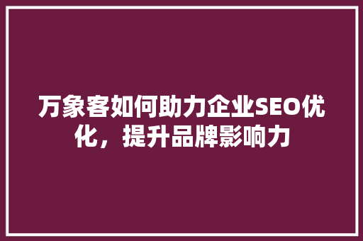 万象客如何助力企业SEO优化，提升品牌影响力 网站建设公司