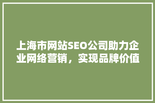 上海市网站SEO公司助力企业网络营销，实现品牌价值最大化 SEO关键词